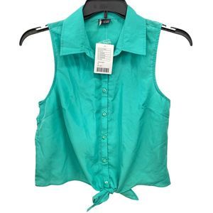 URBAN OUTFITTERS Sparkle and Fade Women's Medium Green Open Back Tie Front Top